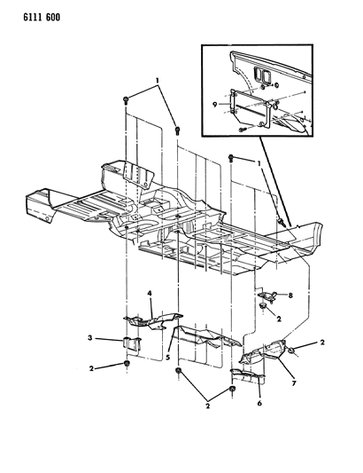 1986 Chrysler Town & Country Heat Shields - Exhaust Diagram