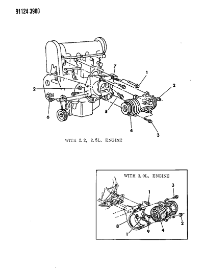 1991 Chrysler Town & Country A/C Compressor Mounting Diagram
