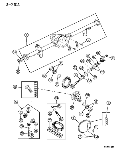 1994 Jeep Wrangler Housing & Differential, Rear Axle Diagram 2