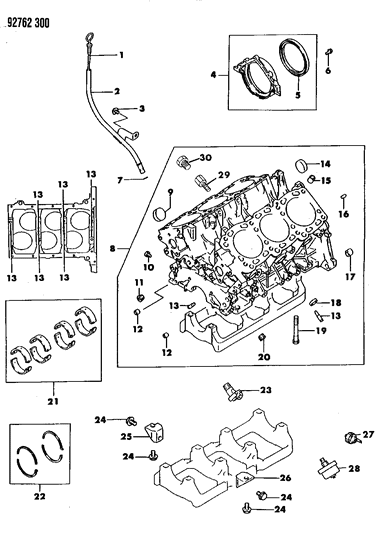 1992 Dodge Stealth Bearing-Crankshaft Thrust Diagram for MD128659