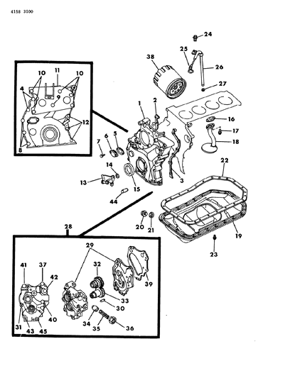1984 Chrysler Town & Country Oil Pump, Oil Pan, Oil Level Indicator, Timing Cover Diagram