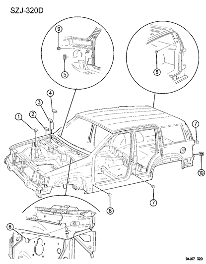 1994 Jeep Grand Cherokee Plugs, Body Diagram