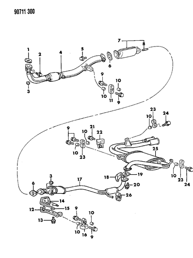 1990 Dodge Colt Exhaust System Diagram 1