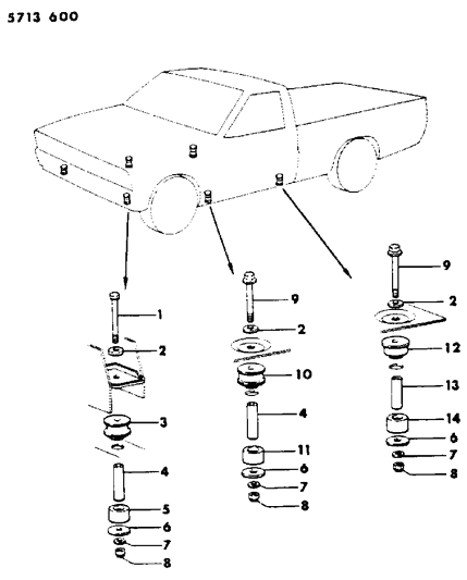 1985 Dodge Ram 50 Body Hold Down Diagram