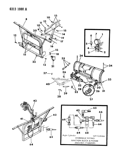 1987 Dodge D150 Plow, Snow And Attaching Service Parts Diagram