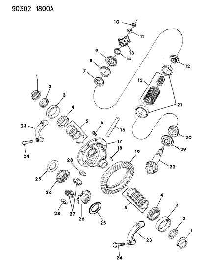 1990 Dodge W250 Differential - Front Axle Diagram 2