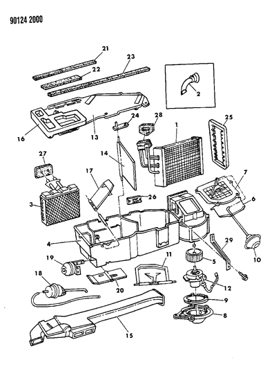 1990 Chrysler Town & Country Air Conditioning & Heater Unit Diagram