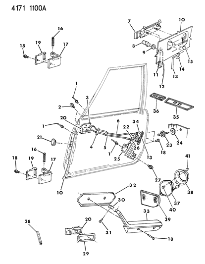 1984 Chrysler Town & Country Door, Front Shell, Handles And Controls Diagram 2