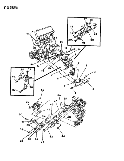 1989 Dodge Omni Alternator & Mounting Diagram