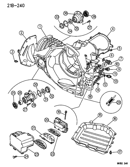 1996 Chrysler Cirrus Case , Extension And Solenoid And Retainer Diagram