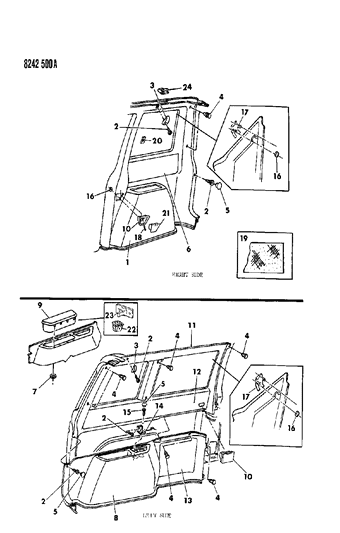 1988 Dodge Caravan Panel - Quarter Trim Diagram 1