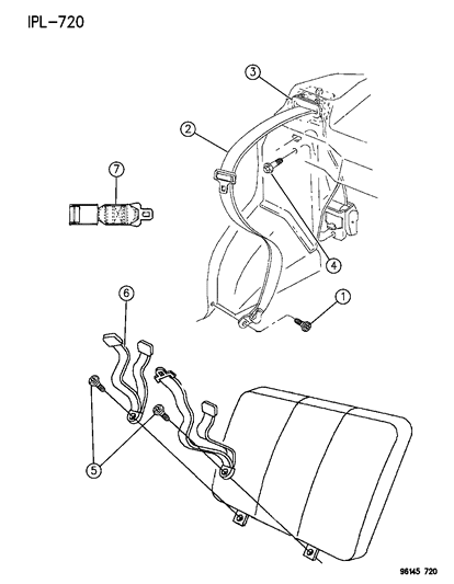 1996 Dodge Neon Rear Inner Right Seat Belt Diagram for PM12SF6