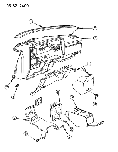 1993 Dodge Dynasty Console Door Latch Assembly Diagram for GV27LAZ