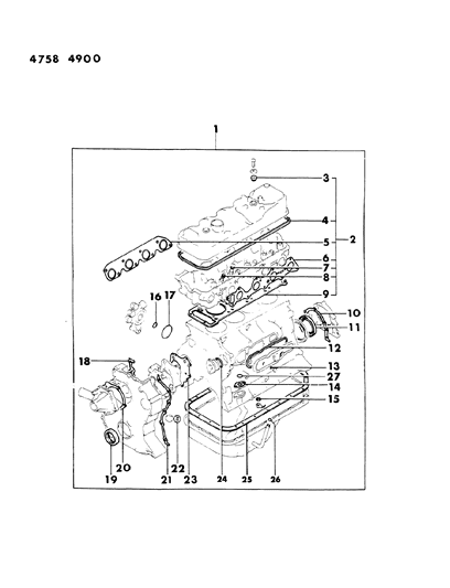 1984 Dodge Colt Engine Gasket Set Diagram 1