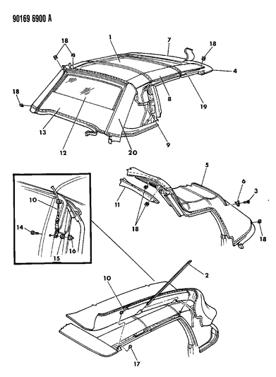 1990 Chrysler LeBaron Window-Rear Assembly-F/TOP Electrode Heated Diagram for X927JB7