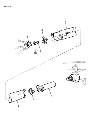 1985 Dodge D350 Propeller Shaft, Single And Universal Joint Diagram 2