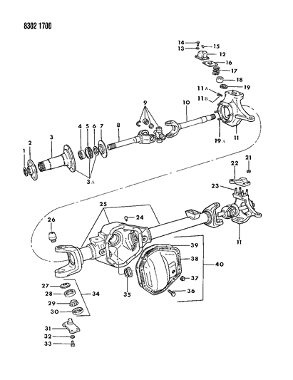 1988 Dodge Ramcharger Axle, Front Diagram 2