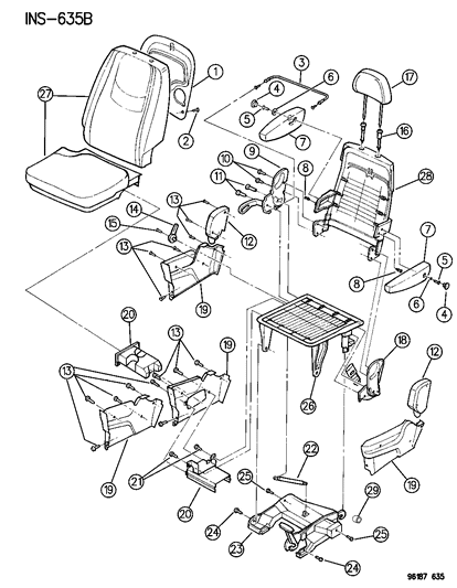 1996 Chrysler Town & Country Quad Seats Attaching Parts Diagram