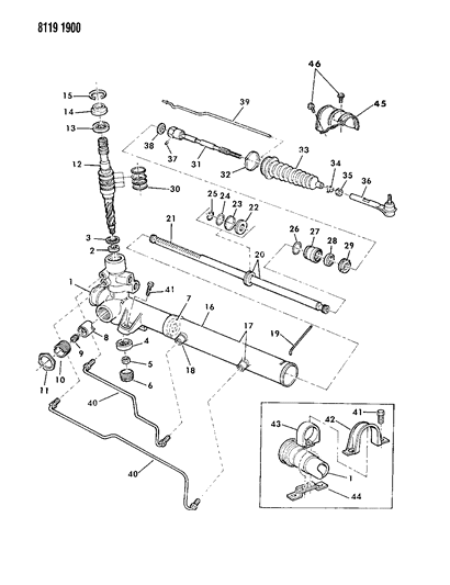 1988 Dodge Omni Gear - Rack & Pinion, Power & Attaching Parts Diagram