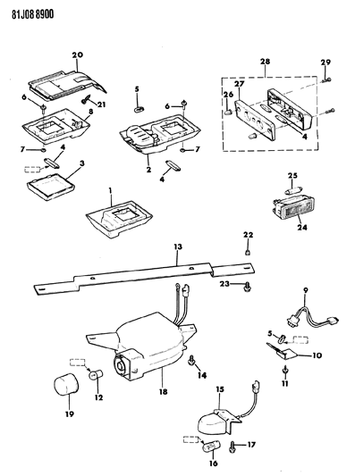 1985 Jeep Cherokee Lamp - Interior & Underhood Diagram