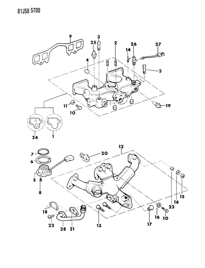 1986 Jeep Cherokee SPACER-Exhaust Manifold Diagram for 33003332
