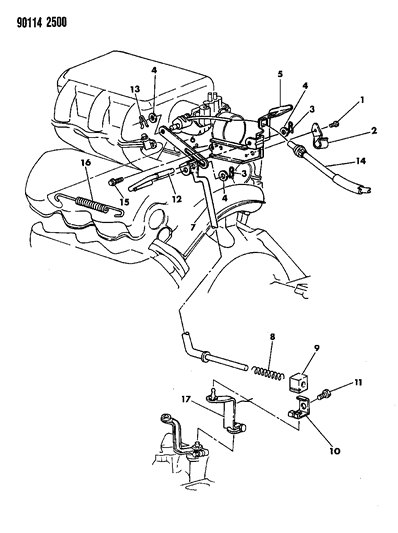 1990 Dodge Caravan Cable-Throttle Control Diagram for 4459135