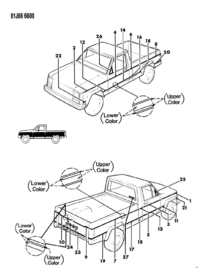 1986 Jeep Comanche Decals, Exterior Diagram 4