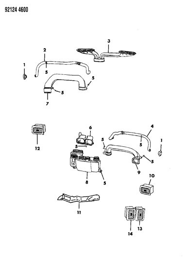 1992 Chrysler LeBaron Air Distribution Ducts, Outlets Diagram