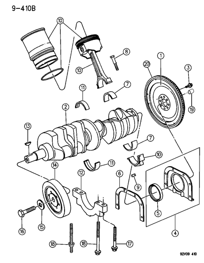 1995 Dodge Viper Crankshaft, Pistons And Flywheel Diagram