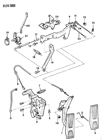1986 Jeep Wagoneer Accelerator Pedal & Linkage Diagram
