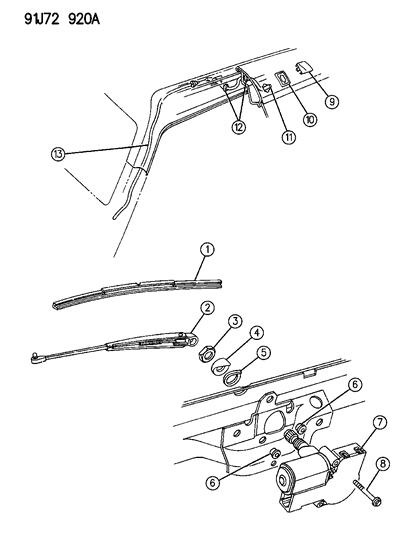 1993 Jeep Grand Wagoneer Rear Wiper Arm Diagram for 56005195