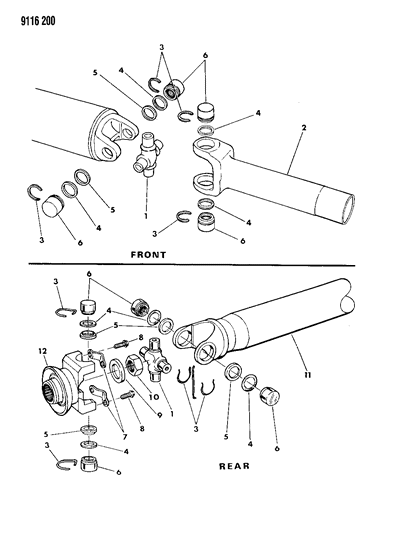 1989 Chrysler Fifth Avenue Propeller Shaft & Universal Joint Diagram