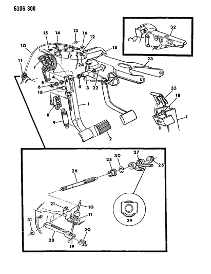 1986 Chrysler LeBaron Clutch Pedal & Linkage Diagram