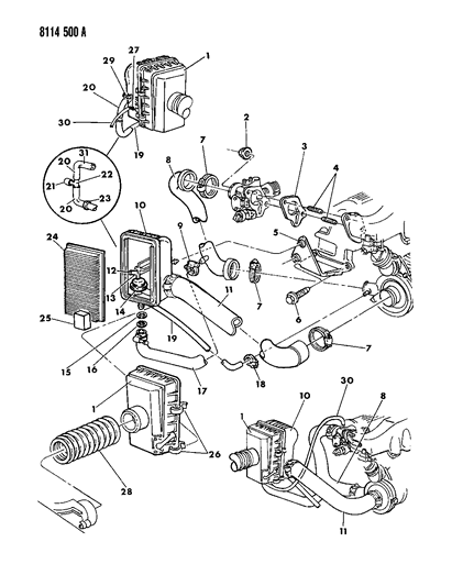 1988 Chrysler Town & Country Air Cleaner Diagram 5