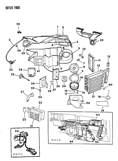1990 Chrysler LeBaron Air Conditioning & Heater Unit Diagram