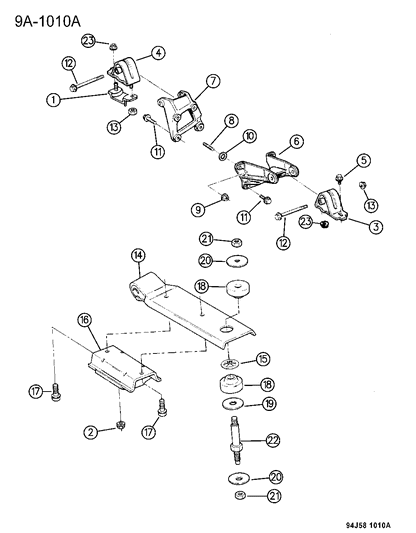 1994 Jeep Wrangler INSULATOR-Trans Support-Rr Diagram for 52019386