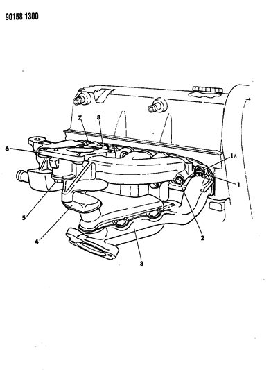 1990 Dodge Shadow Manifolds - Intake & Exhaust W / O Intercooler Diagram