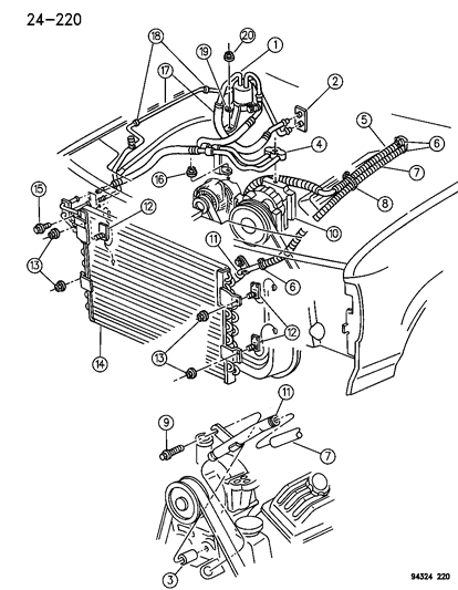 1994 Dodge Dakota Plumbing - A/C & Heater Diagram 2