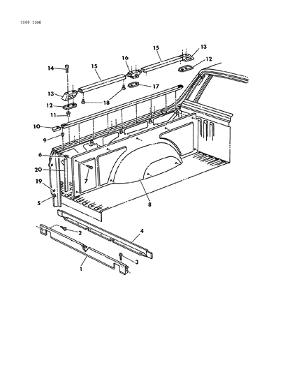 1984 Dodge Charger Tailgate Opening & Cargo Box Diagram