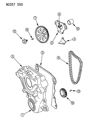 1993 Dodge Ramcharger Timing Cover & Indicator Diagram 2