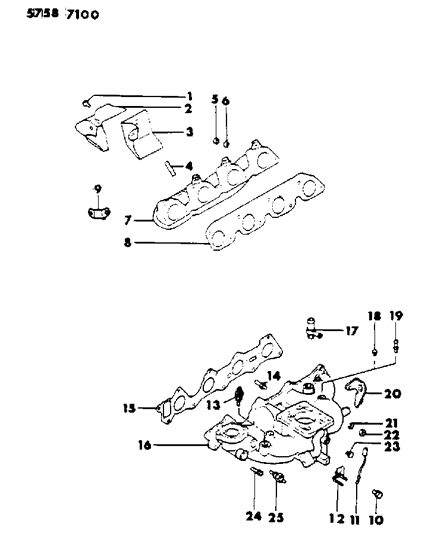 1986 Dodge Colt Manifold - Intake & Exhaust Diagram 1