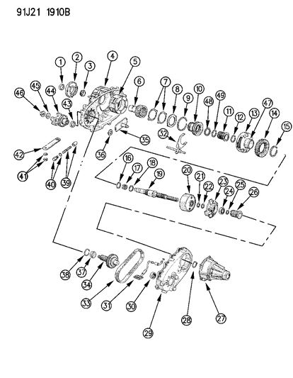 1993 Jeep Grand Wagoneer Lever Transfer Case Diagram for 4638906