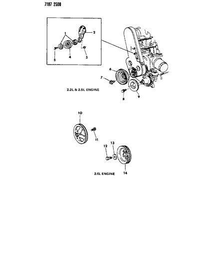 1987 Chrysler Town & Country Drive Pulleys Diagram 1