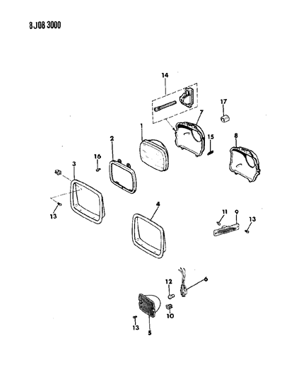 1989 Jeep Wrangler Lamps - Front Diagram 1