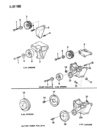 1990 Jeep Comanche Drive Pulleys Diagram 1