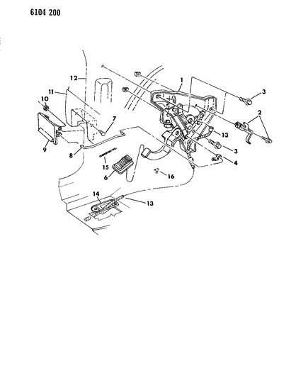 1986 Chrysler Laser Lever - Parking Brake Diagram