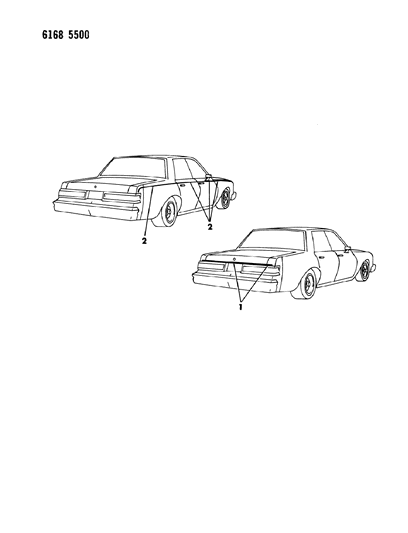 1986 Chrysler Fifth Avenue Tape Stripes & Decals - Exterior View Diagram 4