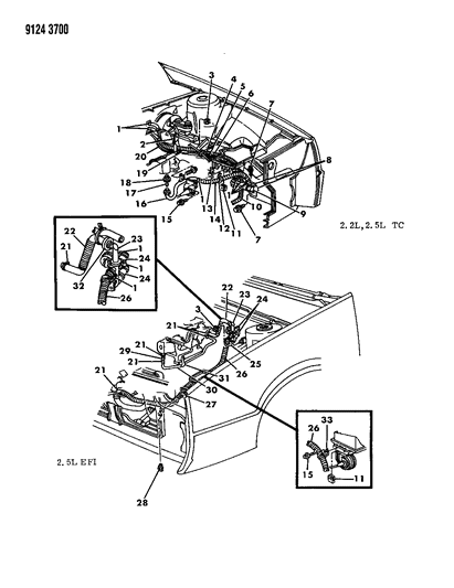 1989 Dodge Daytona Plumbing - A/C & Heater Diagram 2