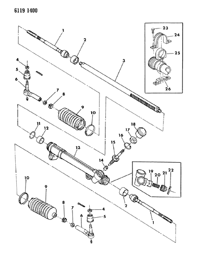 1986 Dodge Caravan Gear - Rack & Pinion, Manual And Attaching Parts Diagram
