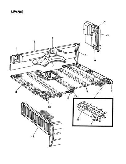 1988 Dodge Dakota Floor Box & Panel Diagram